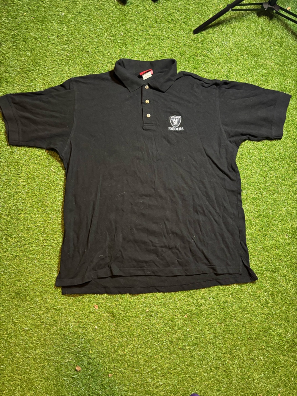 NFL Black Raiders Polo with Embroidered Chest Logo